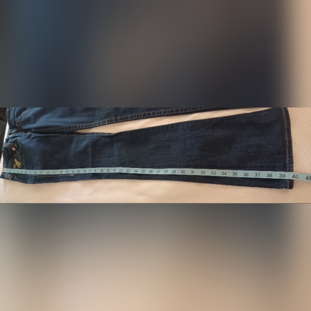 EUC True Religion sz 25 Women’s Low-Rise Rear-Flap Becky Bootcut Blue Jeans - Picture 12 of 16